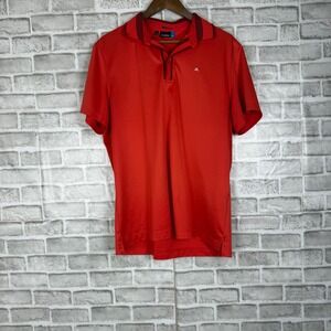 J.Lindeberg Mens Golf Polo Shirt Red Regular Fit Short Sleeve XL Stretch Logo